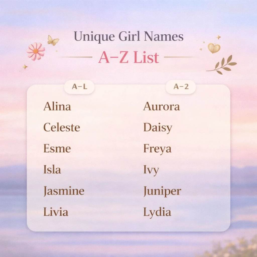 Unique Girl Names A–Z List