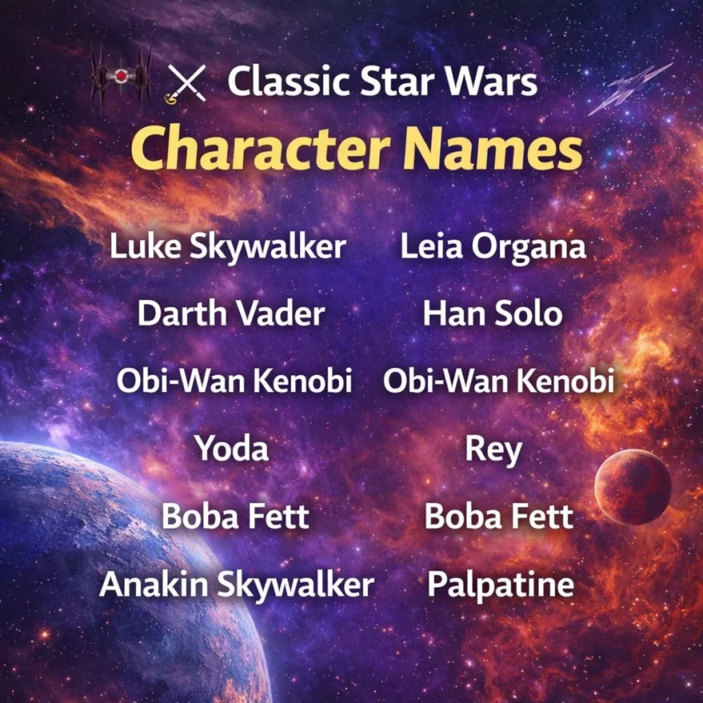 ⚔️ Classic Star Wars Character Names