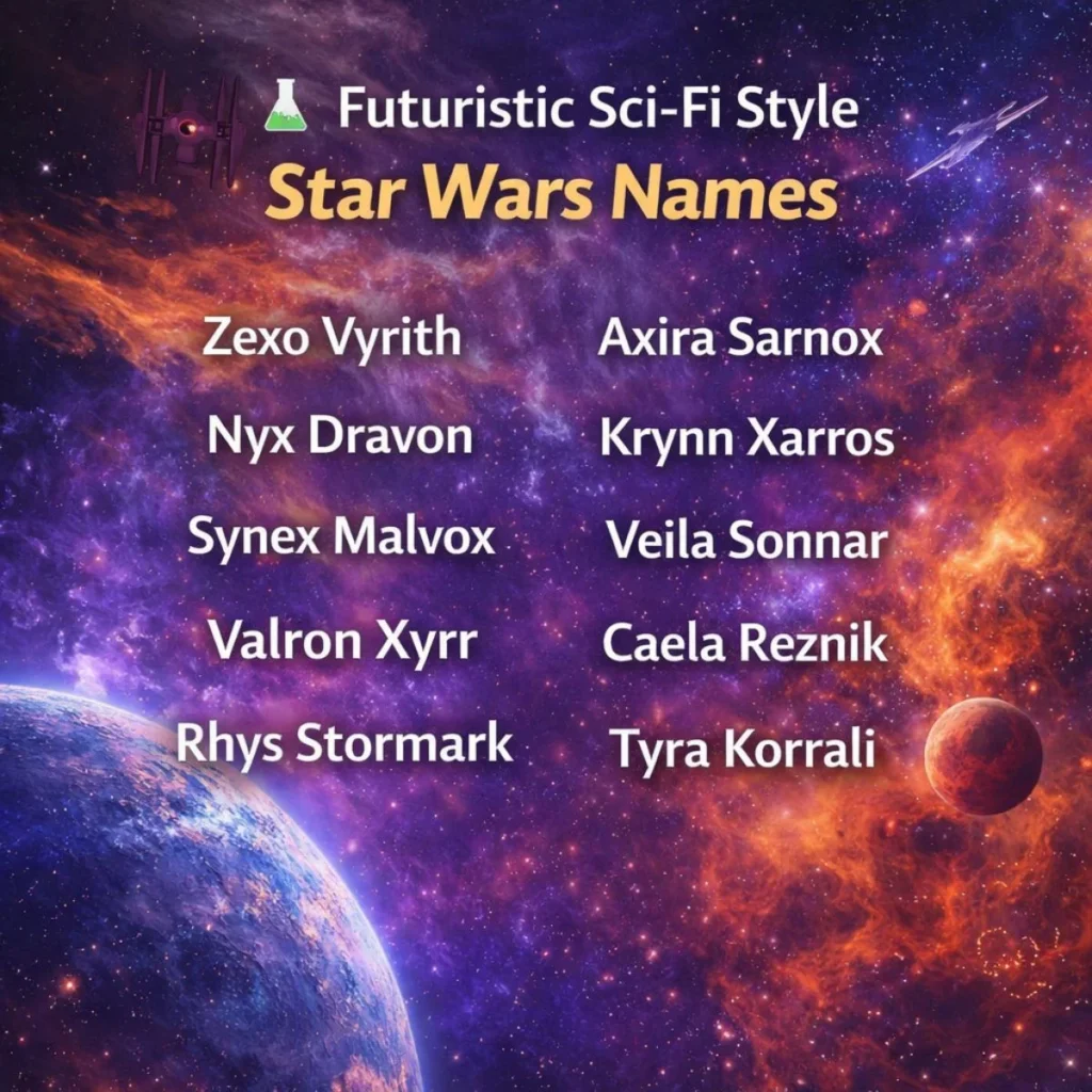 🧪 Futuristic Sci-Fi Style Star Wars Names