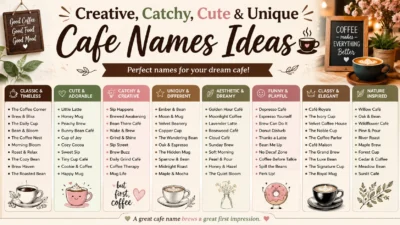 Creative, Catchy, Cute & Unique Cafe Names Ideas ☕